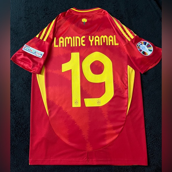 Children's Short Sleeved Football Shirt RFEF Lamine Yamal 19 Red